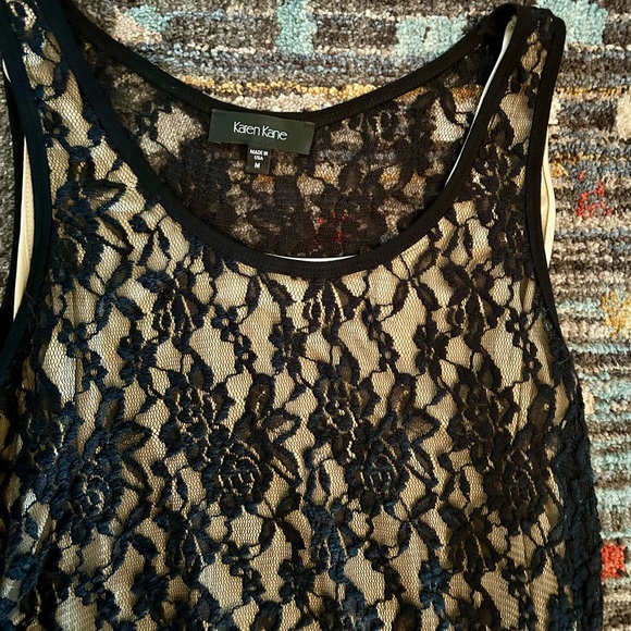Karen Kane Black Lace Dress with attachCream underlay. Women’s size Medium. - Picture 4 of 6